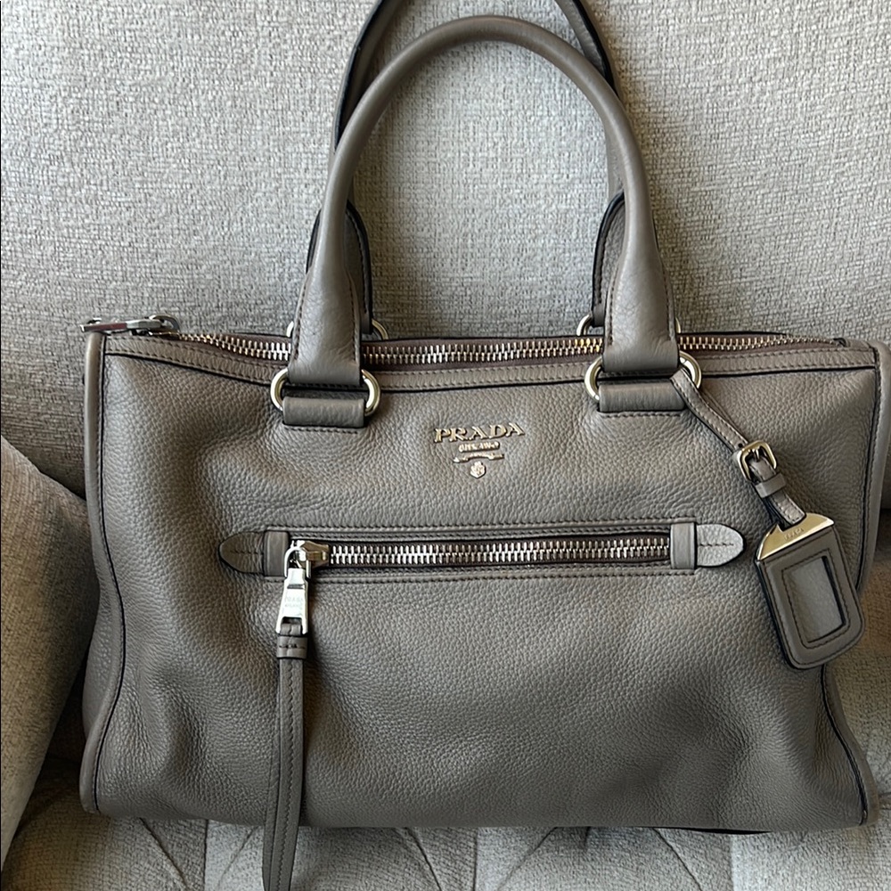 Prada Taupe Leather Tote